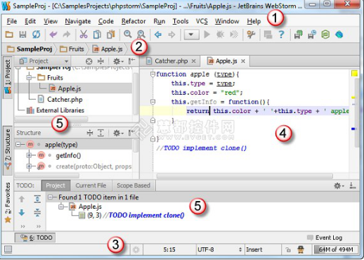 javascript开发工具WebStorm教程 用户界面简介 中文_前端开发教程-奇速网