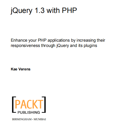 jQuery 1.3 with PHP 英文pdf_前端开发教程-奇速网